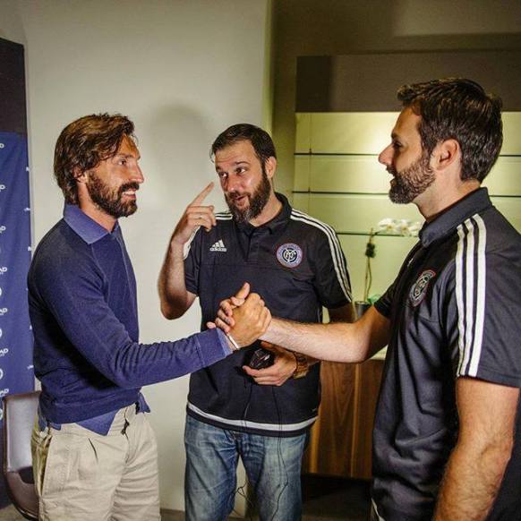 Shaking hands with Andrea Pirlo